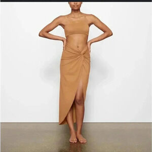 Skims Sarong Swim Skirt Twist Faux Ochre Tan 4X/3X